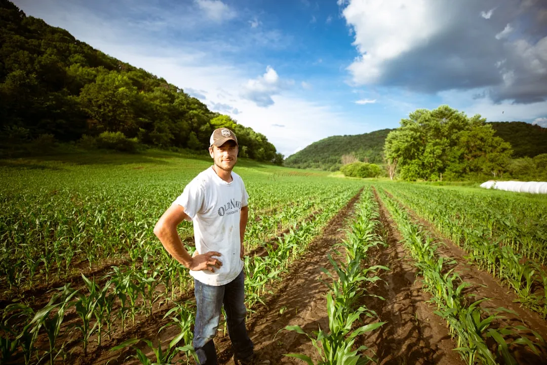 young korean farmer field